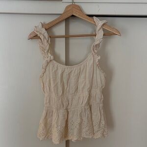 Old Navy Cream Eyelet Ruffle Blouse